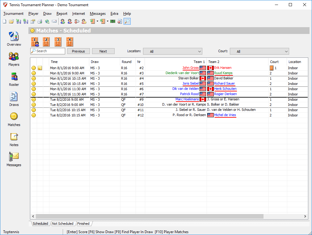Tournament software